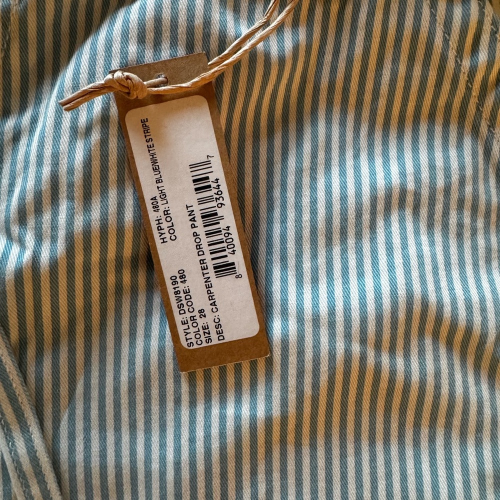 Denimist Carpenter Drop Pants Jeans Denim Striped Light Blue ankle length 28 NWT - Picture 9 of 12